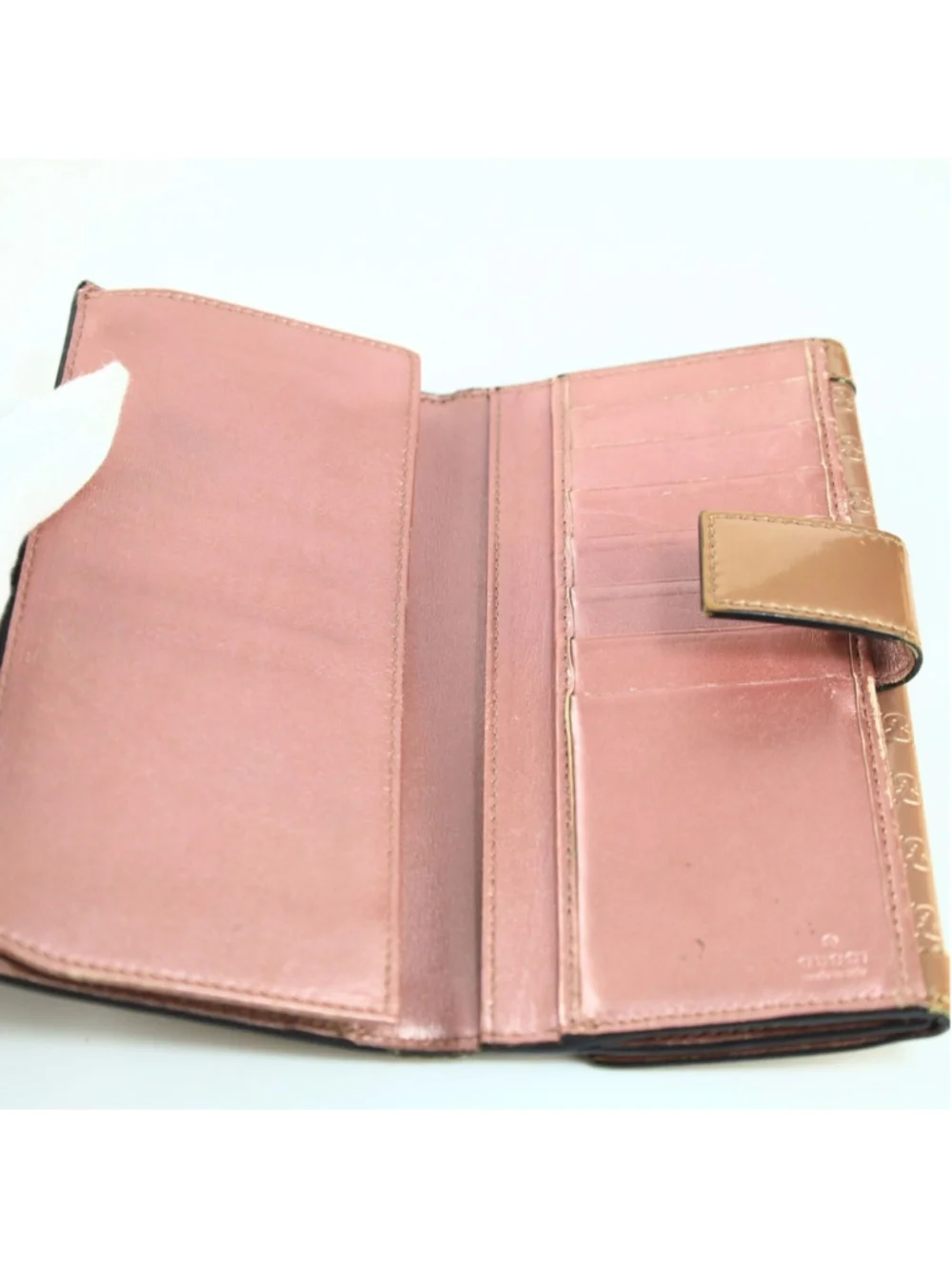 GUCCI Guccisima Trifold wallet Long Wallet Purse GG Enamel Pink Women Used Auth - Picture 13 of 16